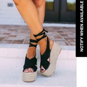 Espadrille ankle wrap platforms